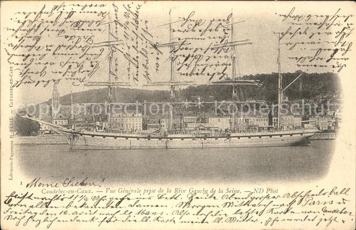 Caudebec-en-Caux Vue prise de la Seine Voilier Segelschi