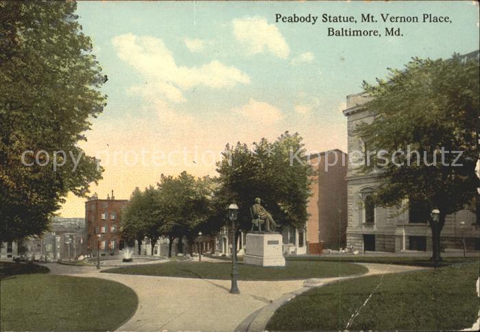 Baltimore Maryland Peabody Statue Monument Mount Vernon Place