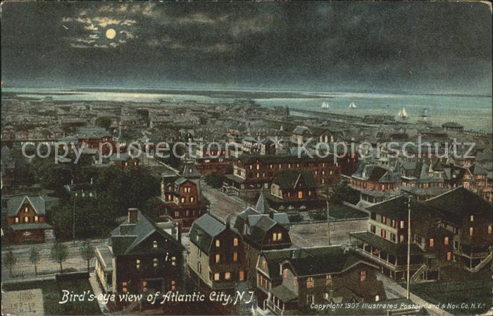 Atlantic City New Jersey Birdseye view of the city at might moonlight
