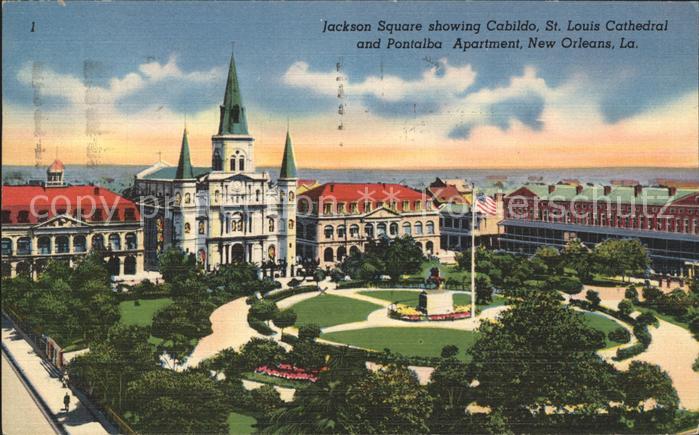 New Orleans Louisiana Jackson Square Cabildo Monument Saint Louis Cathedral Pont