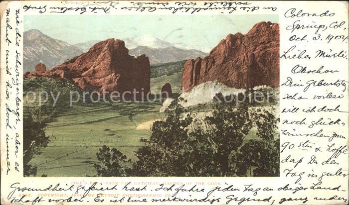 Pikes Peak Panoramic view from the Gateway Garden of the Gods