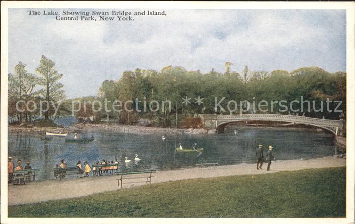 New York City Lake Swan Bridge and Island Central Park