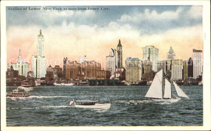 Jersey City Skyline of Lower New York Skyscraper Boat