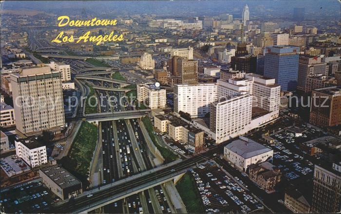 Los Angeles California Aerial view of Downtown and Harbor Freeway