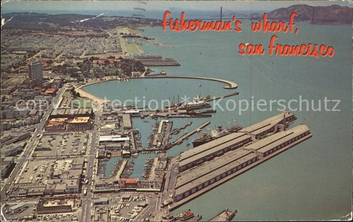 San Francisco California Fisherman's Wharf Golden Gate Bridge aerial view