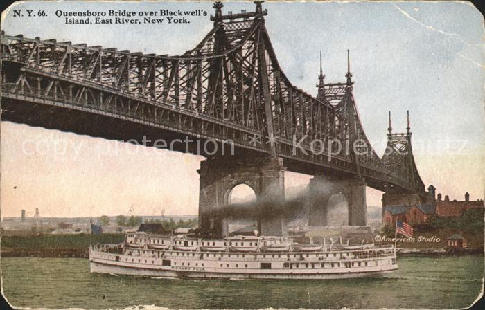 New York City Queensboro Bridge Blackwell's Island East River Steamer