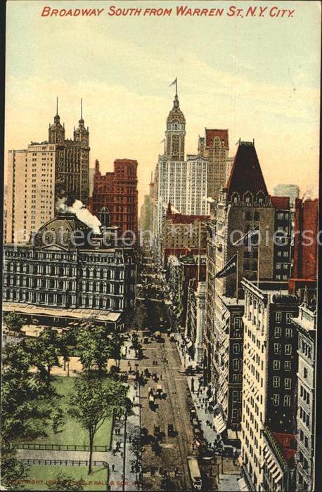 New York City Broadway South from Warren Street Skyscraper