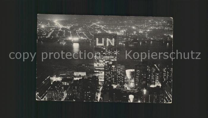 New York City United Nations Headquarters Building at night