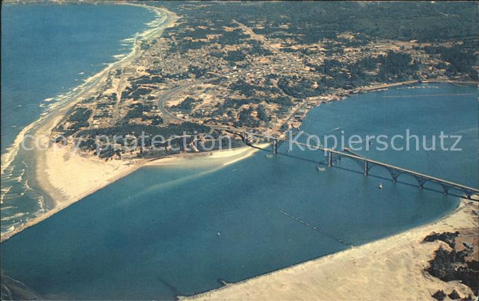Newport Oregon Yaquina Bay Bridge aerial view