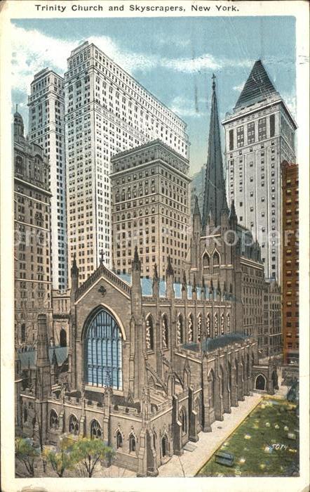 New York City Trinity Church and Skyscrapers