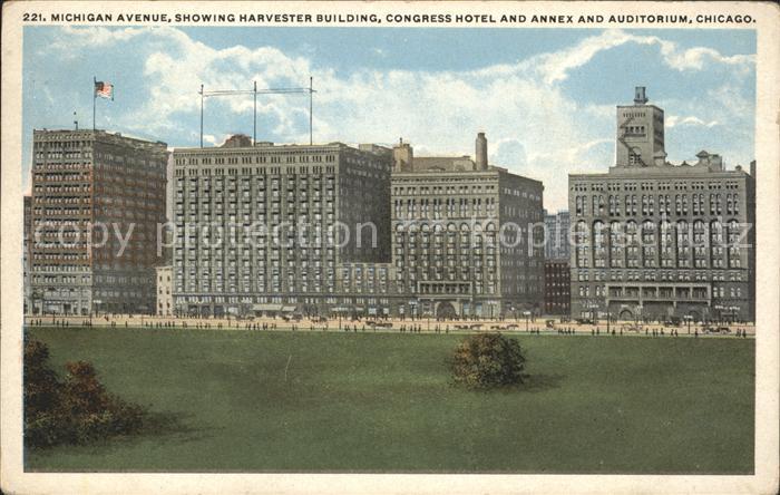 Chicago Illinois Michigan Avenue Harvester Building Congress Hotel Annex Auditor