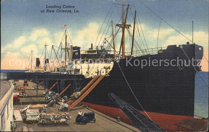 New Orleans Louisiana Loading Cotton Steamer Port