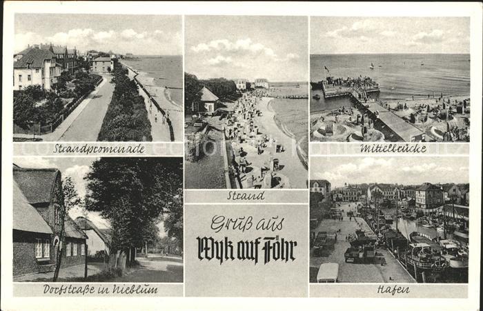 Wyk Foehr Strand Mittelbruecke Strandpromenade Dorfstrasse Hafen