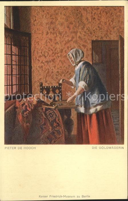 Kuenstlerkarte Pieter de Hooch Die Goldwägerin