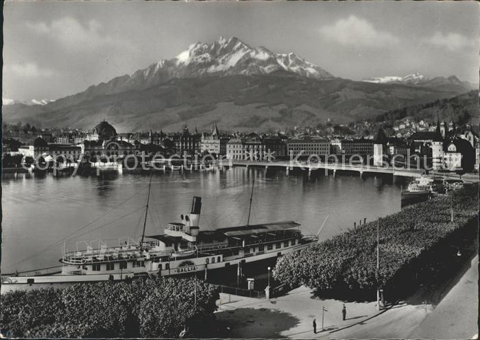 Dampfer Seitenrad Gallia Luzern Pilatus