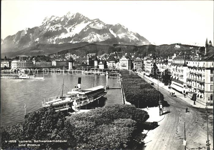 Dampfer Seitenrad Schiller Luzern Schweizerhofquai Pilatu