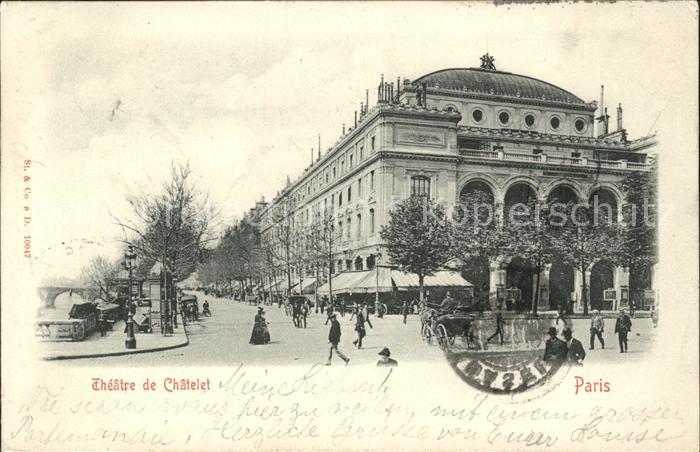 Paris Theatre de Chatelet Stempel auf AK