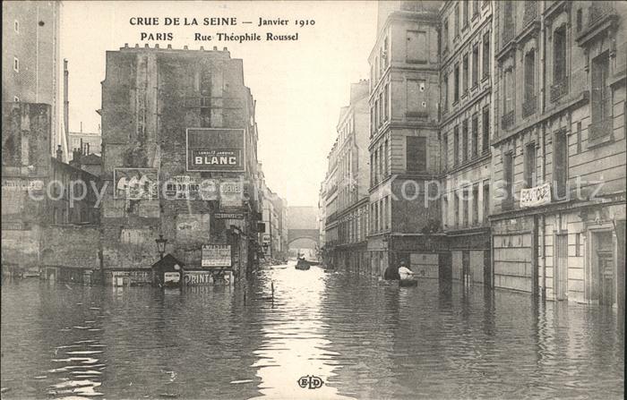 Paris Crue de la Seine Janvier 1910 Rue Theop