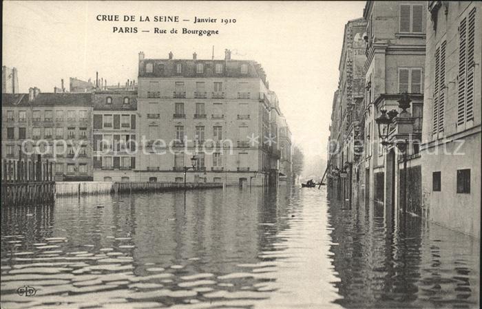 Paris Crue de la Seine Janvier 1910 Rue de Bo