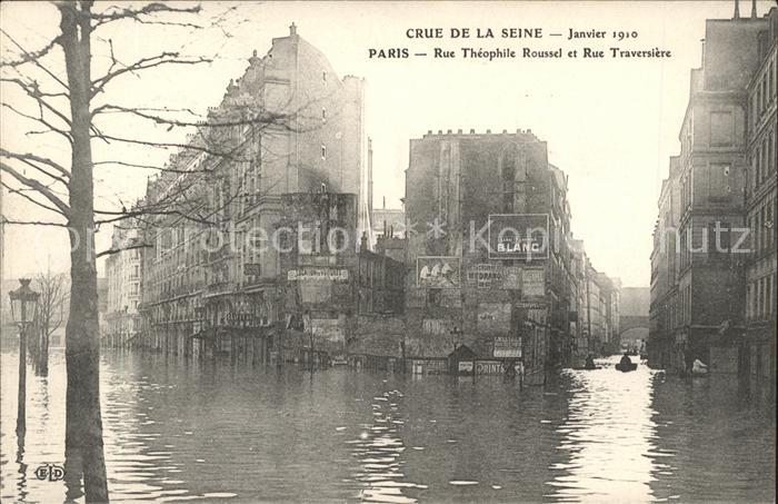 Paris Crue de la Seine Janvier 1910 Rue Theop