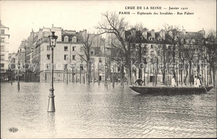 Paris Crue de la Seine Janvier 1910 Rue Faber