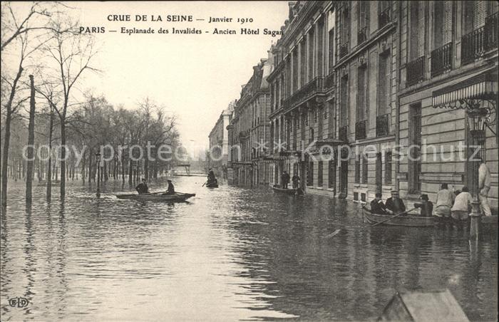 Paris Crue de la Seine Janvier 1910 Esplanade