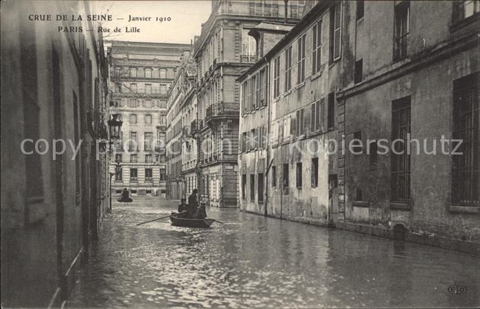 Paris Crue de la Seine Janvier 1910 Rue de Li