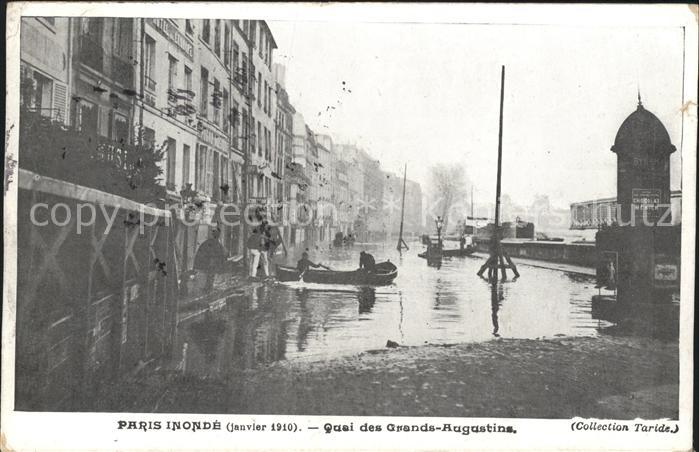 Paris Inonde Crue de la Seine Janvier 1910 Quai des Grands Augustins Hochwasser
