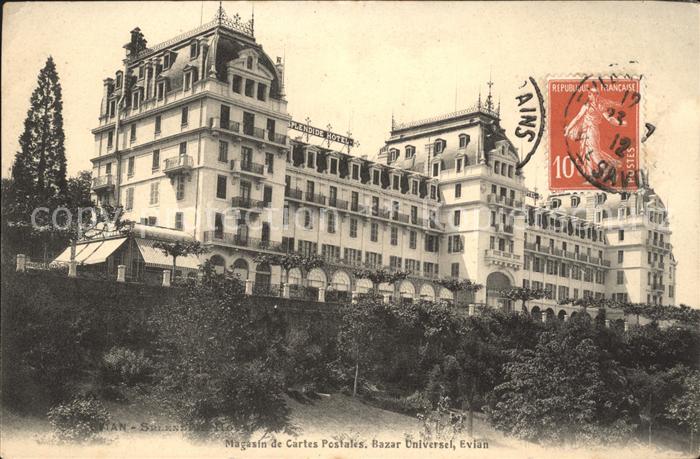 Evian-les-Bains Haute Savoie Esplendide Hotel Stempel auf AK