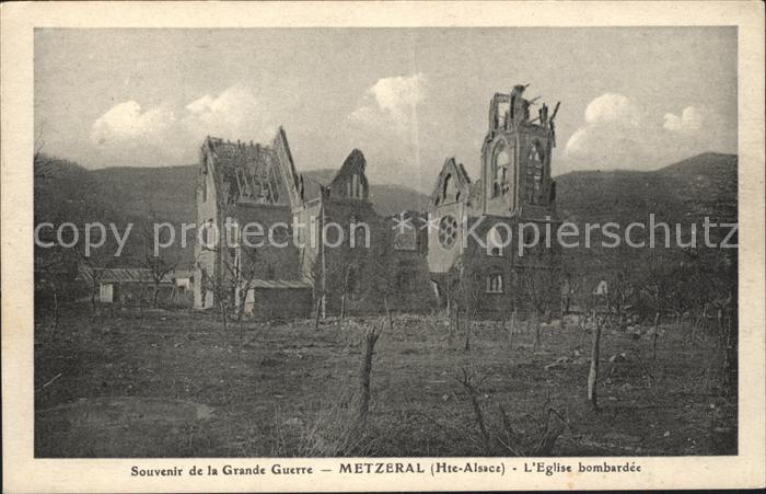 Metzeral Haut Rhin Eglise bombardee Grande Guerre Trümmer