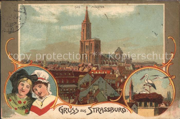 Strassburg Elsass Münster Elsässerin Storchennest