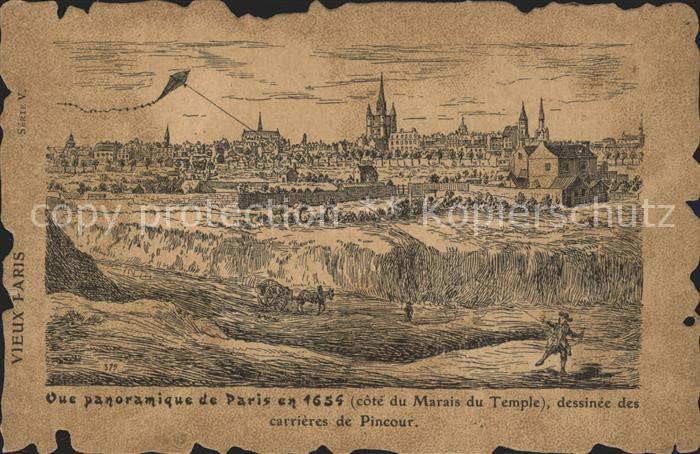Paris Vue panoramique de la ville en 1654 Des