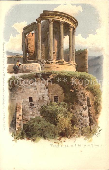 Tivoli Tempio della Sibilla Litho