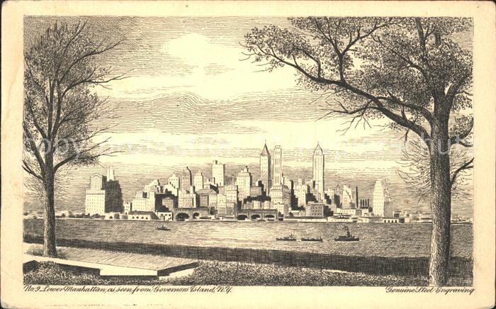 New York City Lower Manhattan Skyline view from Governors Island Genuine Steel E