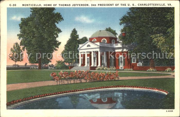 Charlottesville Virginia Monticello Home of Thomas Jefferson US President