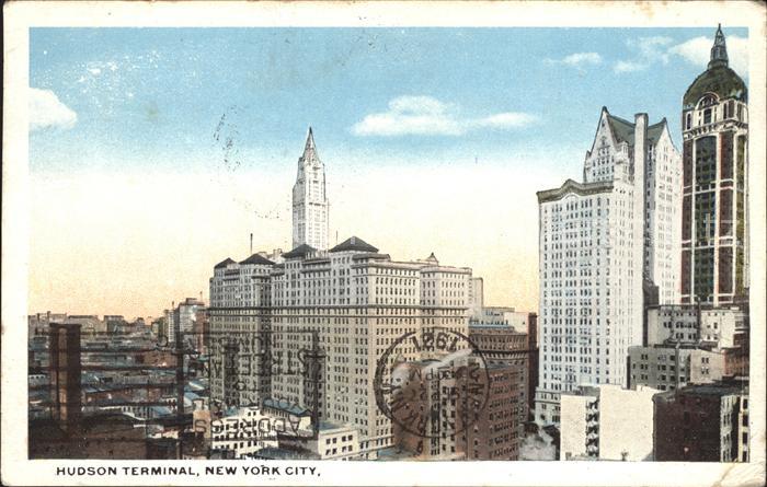 New York City Hudson Terminal Skyscraper Stempel auf AK