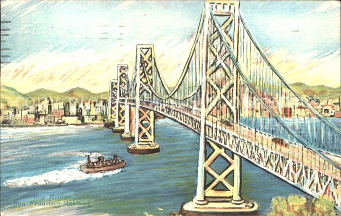 San Francisco California Oakland Bay Bridge Kuenstlerkarte
