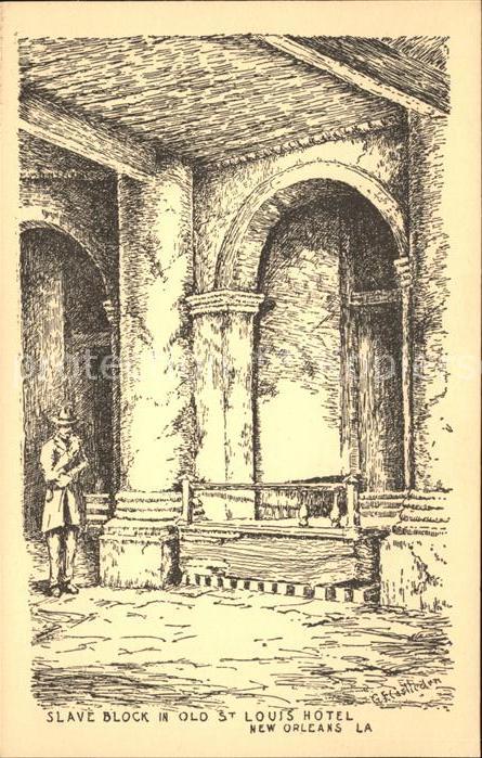 New Orleans Louisiana Old St Louis Hotel Sketches by Castleden Kuenstlerkarte