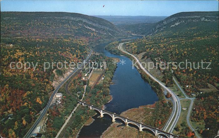 Delaware Water Gap Railroad Bridge Delaware River aerial view