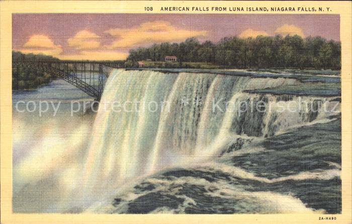 Niagara Falls New York American Falls from Luna Island Bridge