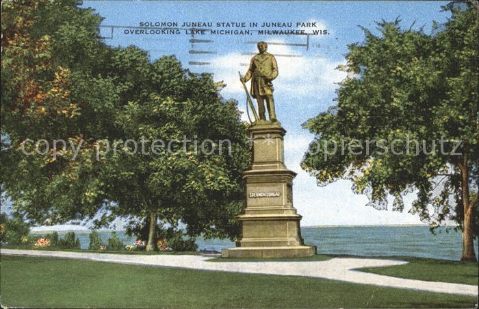 Milwaukee Wisconsin Solomon Juneau Statue Juneau Park Lake Michigan