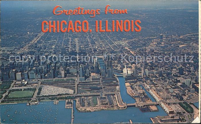 Chicago Illinois Loop Area Lake Michigan birdseye view