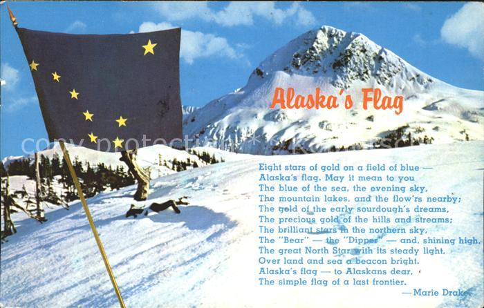 Alaska US-State The 49th State Flag Poem Marie Drake Mountains