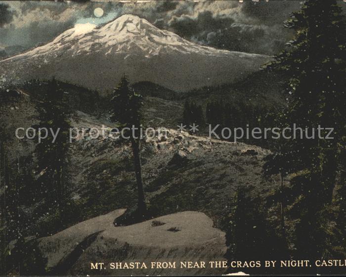 Mount Shasta Castle Crags State Park at night moonlight