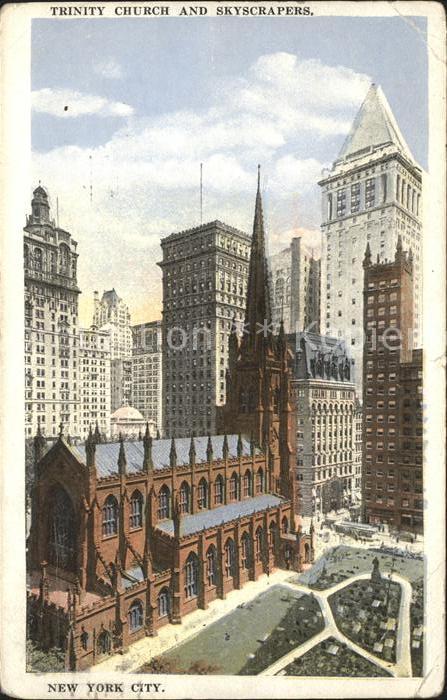 New York City Trinity Church and Skyscrapers