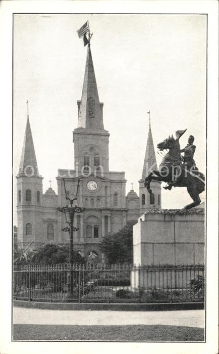 Saint Louis Louisiana Cathedral General Jackson Monument Schleppey Card