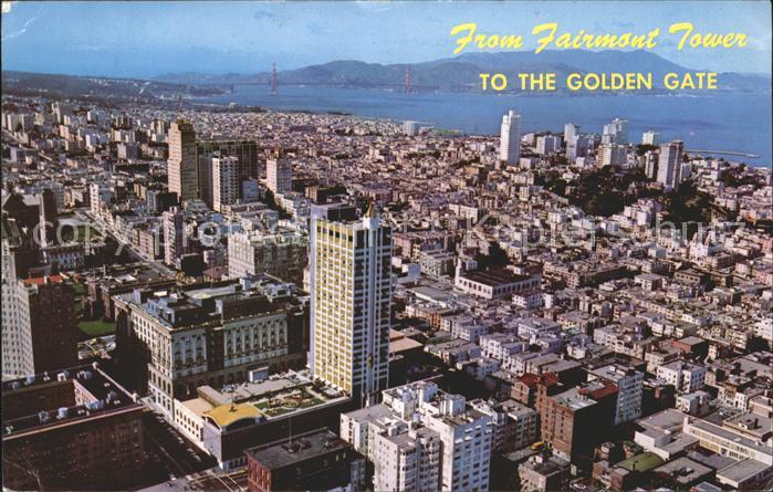 San Francisco California Panoramic vew from Fairmont Tower Golden Gate Bridge