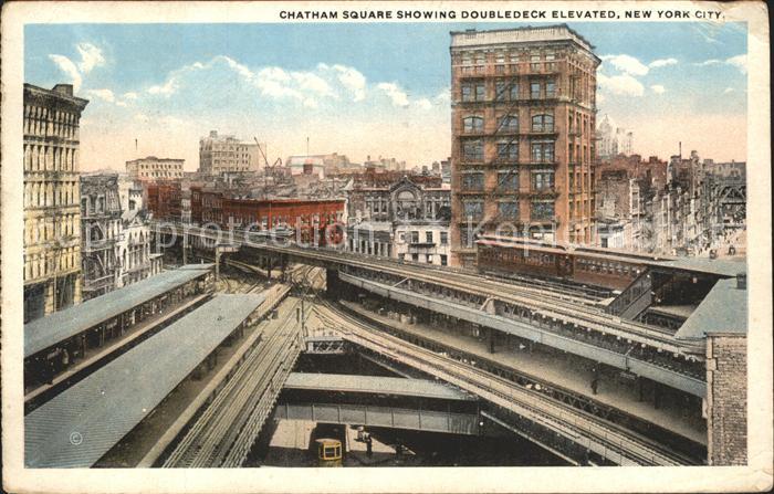 New York City Chatham Square Doubledeck Elevated Railroad