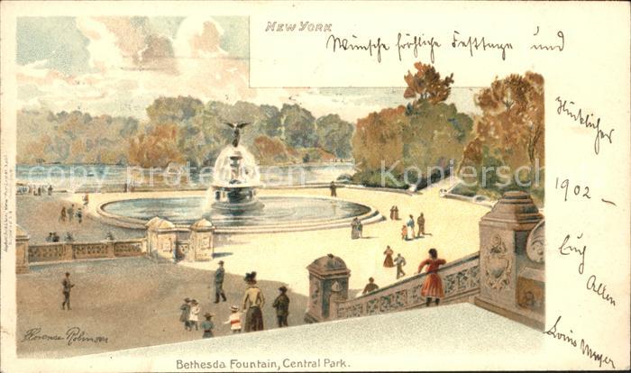 New York City Bethesda Fountain Central Park Illustration