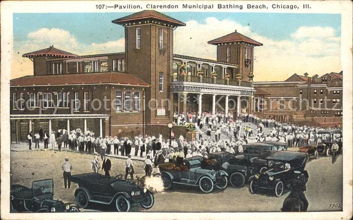 Chicago Illinois Pavilion Clarendon Municipal Bathing Beach Automobile